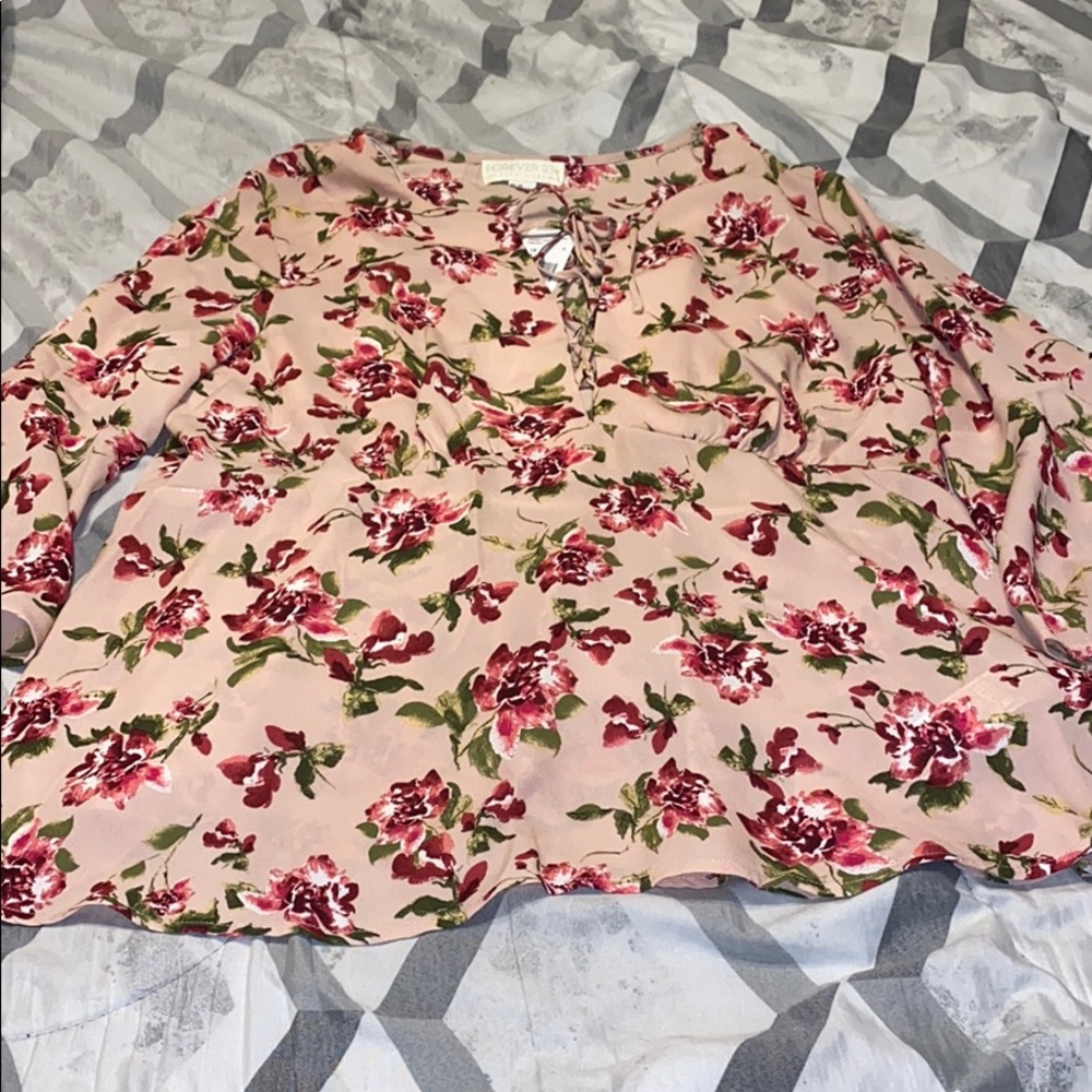 Forever 21+ Floral Sheer Blouse